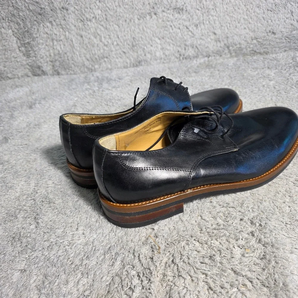 Italia Difference Mens Black Leather Oxford‎ Dress Shoes Made in Italy EU 42 NEW